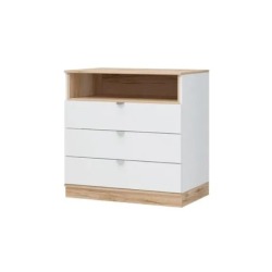 Комод 3 ящика Юкки КМ 3Я 900 (900х910х550) Фасад Белый/Корпус Дуб делано