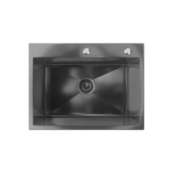 Мойка для кухни врезная стальная Ulgran Steel 60*45 см, черная брашированная сталь