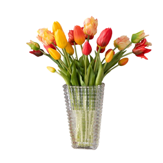 Яркий букет силиконовых тюльпанов в вазе с имитацией воды #1