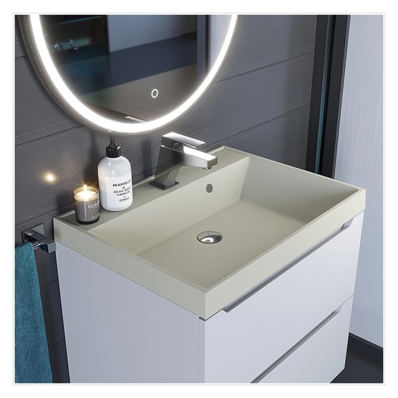 Раковина для ванной кварцевая Uperwood Classic Quartz 60х45х15 см, бежевая матовая, лён #5