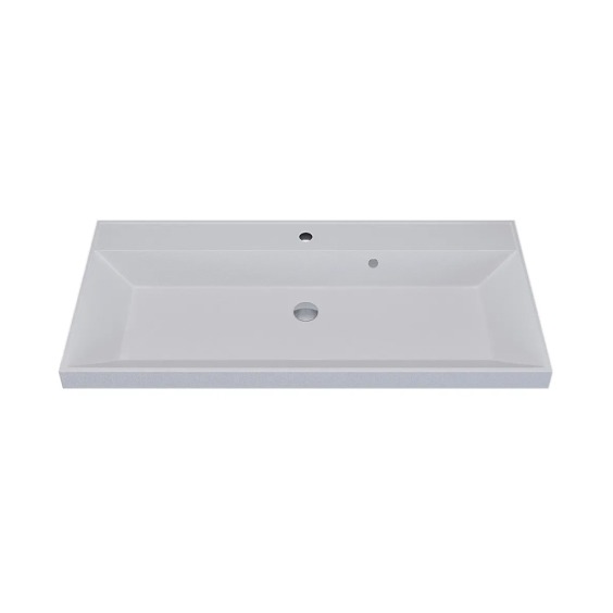Раковина для ванной кварцевая Uperwood Classic Quartz 100х45х15 см, белая матовая, жасмин #1