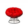 Комплект кресло Папасан без ротанга серое, красная подушка