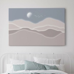 Интерьерная картина "Сумерки с птицами" на холсте, большая, размер 50 на 80 см