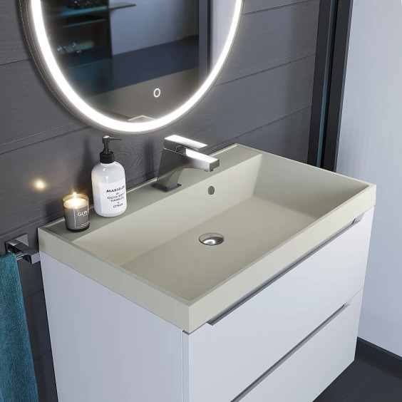 Раковина для ванной кварцевая Uperwood Classic Quartz 70х45х15 см, бежевая матовая, лён #5
