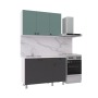 Demi Кухонный гарнитур 120 см, Сумеречный голубой/Графит/Белый/Гранит белый