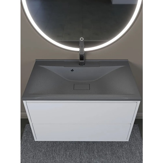 Раковина для ванной кварцевая Uperwood Elen Quartz 80х45х15,8 см, серая матовая, серый шелк #4