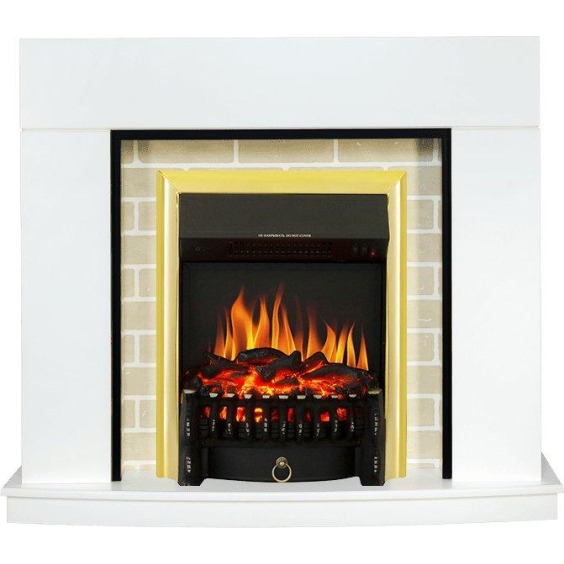 Каминокомплект Montana - Белый с очагом Fobos FX Brass #1