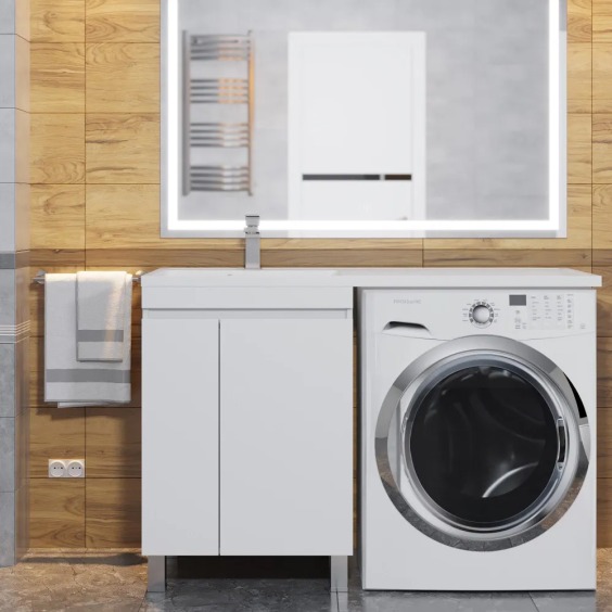 Тумба под стиральную машину напольная Uperwood Magenta 45х50х76,5 см, белая, с дверцами #8