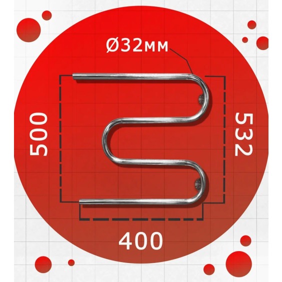 Полотенцесушитель (М-1) 500х400 D32мм #3