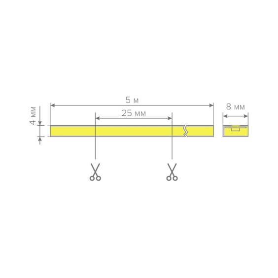 Лента светодиодная AQ LED-Line 2835 120 LED/м 12V 7.5W/м 4 мм IP65 Нейтральный белый (4000-4400) К, 5 м #5