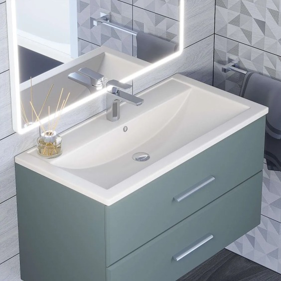 Раковина для ванной кварцевая Uperwood Foster Quartz 90х45,5х17,5 см, белая матовая, жасмин #5