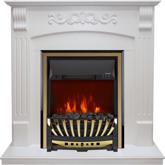 Каминокомплект Sorrento угловой - Белый дуб с очагом Aspen Gold #1