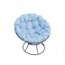 Комплект кресло Папасан без ротанга серое, голубая подушка