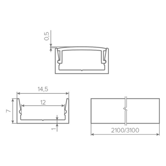Профиль накладной AQ Form для LED лент 15х7, Алюминий, L=3000 мм #2