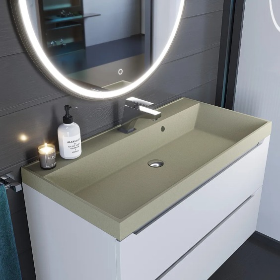 Раковина для ванной кварцевая Uperwood Classic Quartz 90х45х15 см, бежевая матовая, десерт #3