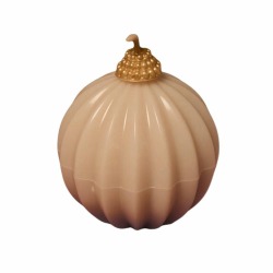 Свеча Wax Christmas ball, ребристый белый шар с золотой верхушкой