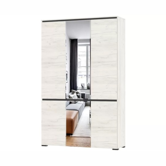 Шкаф Гретта 4С2ЗР Крафт белый-Антрацит (прихожая) #1