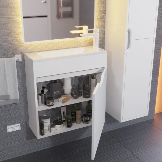 Тумба под раковину для ванной подвесная Uperwood Modul 60х21х60 см, белая матовая #9