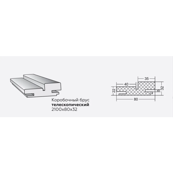Дверная коробка телескопическая Wenge с уплотнителем 2100х80х32 мм #3