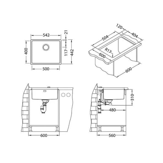 Alveus Kombino 50 SAT-90 500X400X200 кухонная мойка #3