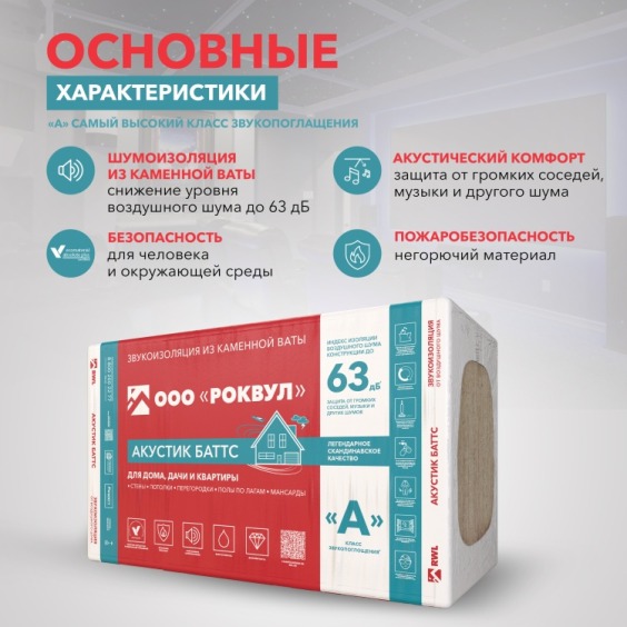 Утеплитель Rockwool Акустик Баттс 1000х600х50 мм, 10 шт. уп #2
