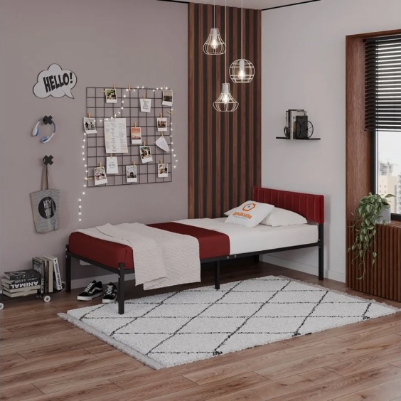 Комплект Лофт кровать 80х200 черная с бордовым чехлом тк 08 #3 Комплект Лофт кровать 80х200 черная с бордовым чехлом тк 08 #3