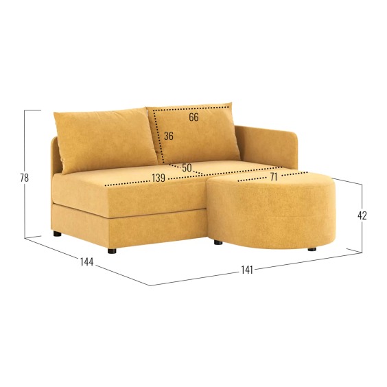 Прямой диван Стелс Горчичный, рогожка #7 Прямой диван Стелс Горчичный, рогожка #7