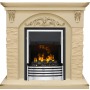 Каминокомплект Bern Сланец крупный бежевый / Алебастр темная патина с очагом Flagstaff