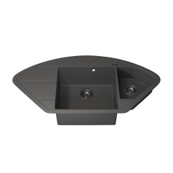 Кухонная мойка кварцевая Uperwood Quartz UPD-06-03, угловая двухсекционная, серый