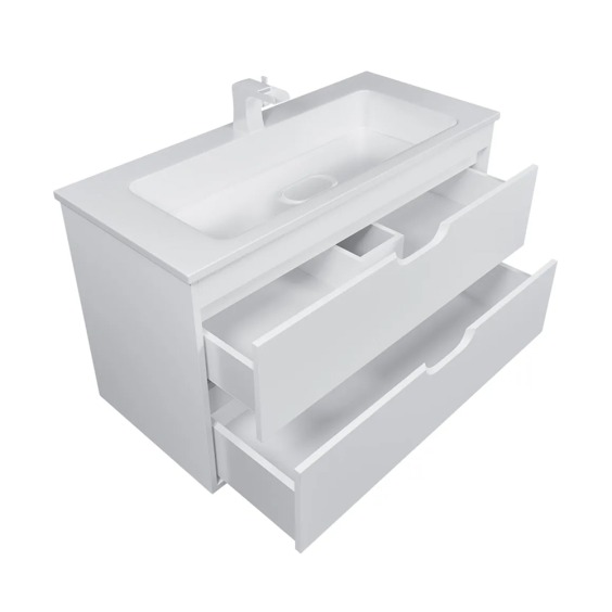 Тумба под раковину для ванной подвесная Uperwood Modul 95х44,4х55 см, белая матовая #3