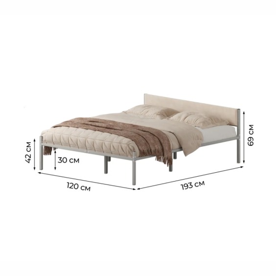 Комплект кровать Металика Б120Х190+Г2 Цвет Серый + vel-RS-1-120 #1