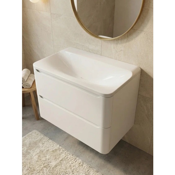 Раковина для ванной полувстраиваемая Uperwood Ocean 80 см, без отверстия под смеситель, белая глянцевая #5