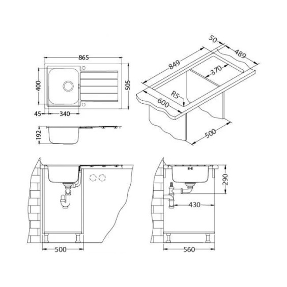 Alveus Line Maxim 20 SAT-90 860X500 1X кухонная мойка #3
