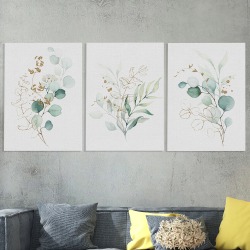 Интерьерная модульная картина "Фантомные цветы", в наборе 3 вертикальные картины, размер каждой 45х30 см, общий размер 45х90 см