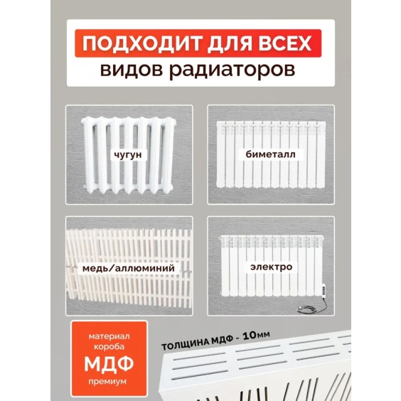 Короб-экран для батареи отопления «Абстракция» белый, 120х60х17 см #5