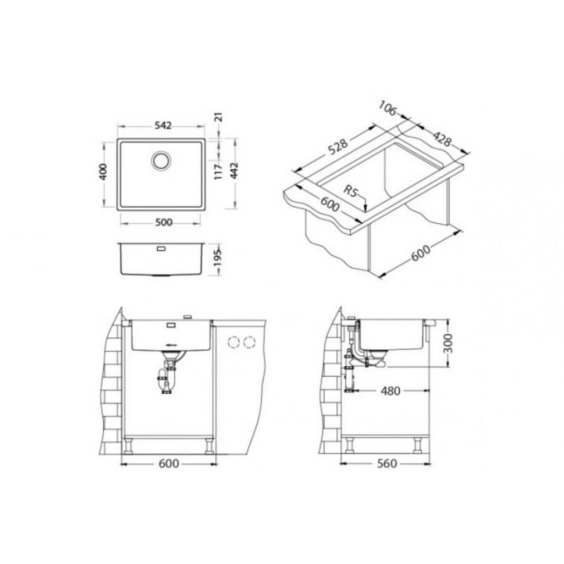 Alveus Kombino 50 Monarch Gold SAT-90 542X442X195 F/S кухонная мойка #2