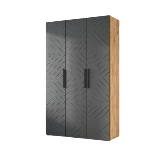 Флэш Шкаф 3-х створчатый 1350 мм, Браш Графит / Дуб Крафт #1 Флэш Шкаф 3-х створчатый 1350 мм, Браш Графит / Дуб Крафт #1