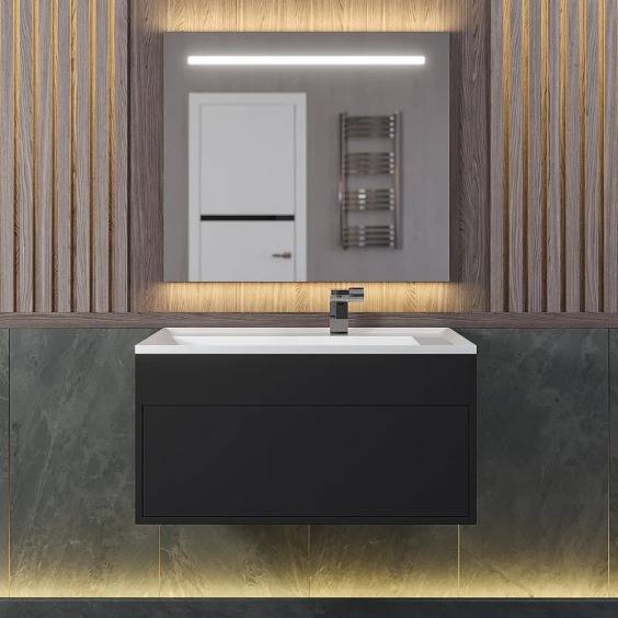 Тумба под раковину для ванной подвесная Uperwood Lotus Premium 80х50х42 см, черная #11