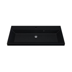 Раковина для ванной кварцевая Uperwood Classic Quartz 100х45х15 см, черная матовая, космос