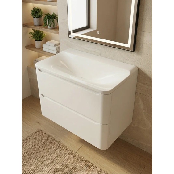 Раковина для ванной полувстраиваемая Uperwood Ocean 80 см, без отверстия под смеситель, белая глянцевая #4