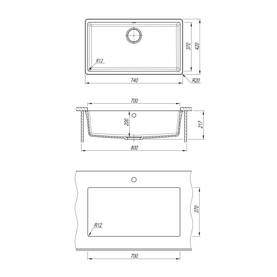 Florentina Вега 700 серый шёлк мойка подстольного монтажа #3
