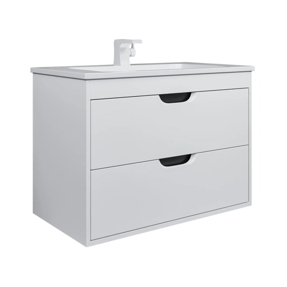 Тумба под раковину для ванной подвесная Uperwood Modul 75х44,4х55 см, белая/графит #2