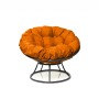 Комплект кресло Папасан без ротанга серое, оранжевая подушка