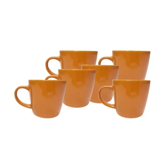 Кружка для чая керамическая глянцевая Smile 330мл, Оранжевый (6шт) #1