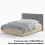 Кровать Корона «Marta Wood» с ортопедическим сборным основанием, Дуб сонома и Велюр Teddy 022 (пепел) 140х200