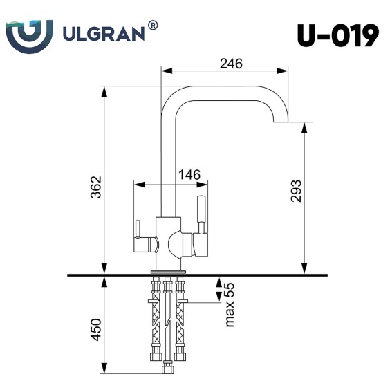 Смеситель для кухни Ulgran U-019-345, цвет шоколад #3