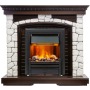 Каминокомплект Glasgow - Темный дуб / Белый с очагом Brookline Black
