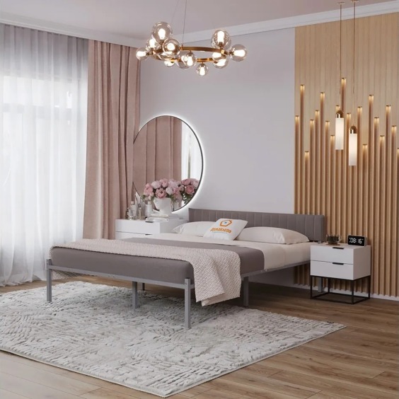 Комплект Лофт кровать 160х200 серая с темно-серым чехлом тк 06 #2 Комплект Лофт кровать 160х200 серая с темно-серым чехлом тк 06 #2