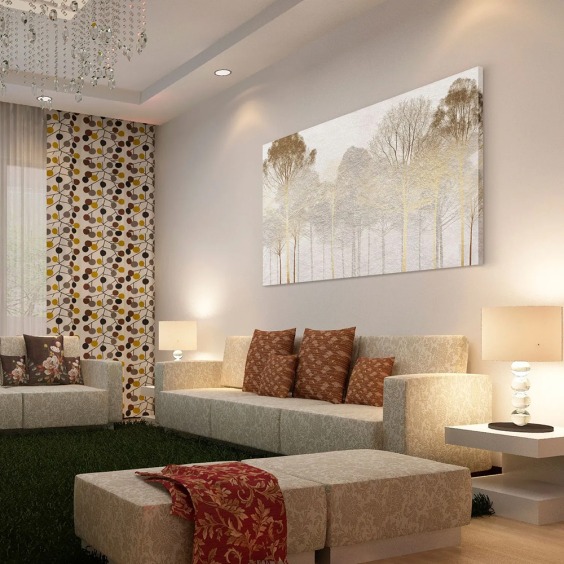 Картина на стену большая на холсте интерьерная “Золотой Лес”, 80х115 см #6