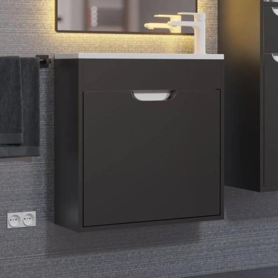 Тумба под раковину для ванной подвесная Uperwood Modul 60х21х60 см, черная матовая #10